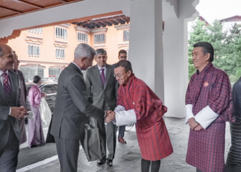EAM Jaishankar receives warm welcome from Bhutan’s Finance Minister in Thimphu