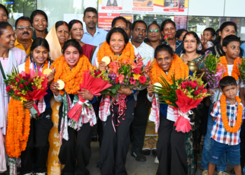 Asian Games gold medalists from Jharkhand return home, get warm welcome at Ranchi airport